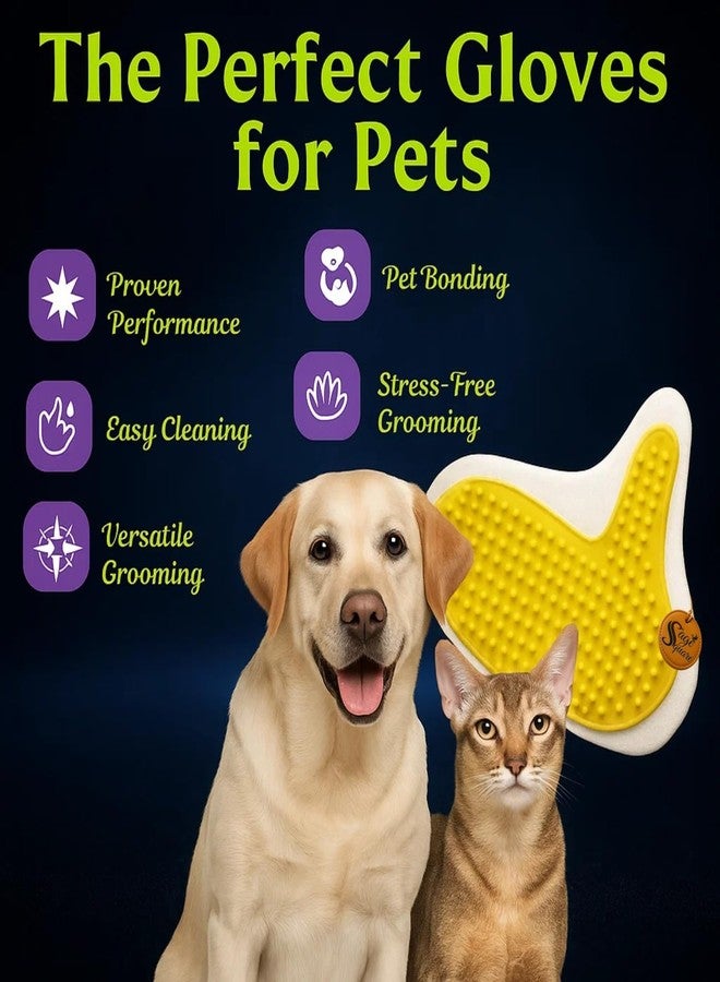 Sage Square Deshedding Glove for Dogs & Cats | One Side Rubber Grooming Glove for Shedding, Massage & Hair Removal | Pet Cleaning Mitt | Reusable Cloth Design for Daily Grooming | 23cm Random Colour - Image 5